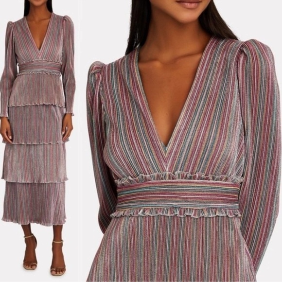SAYLOR Allison Multicolor Striped Long Sleeve Midi Dress Size M - Picture 4 of 12